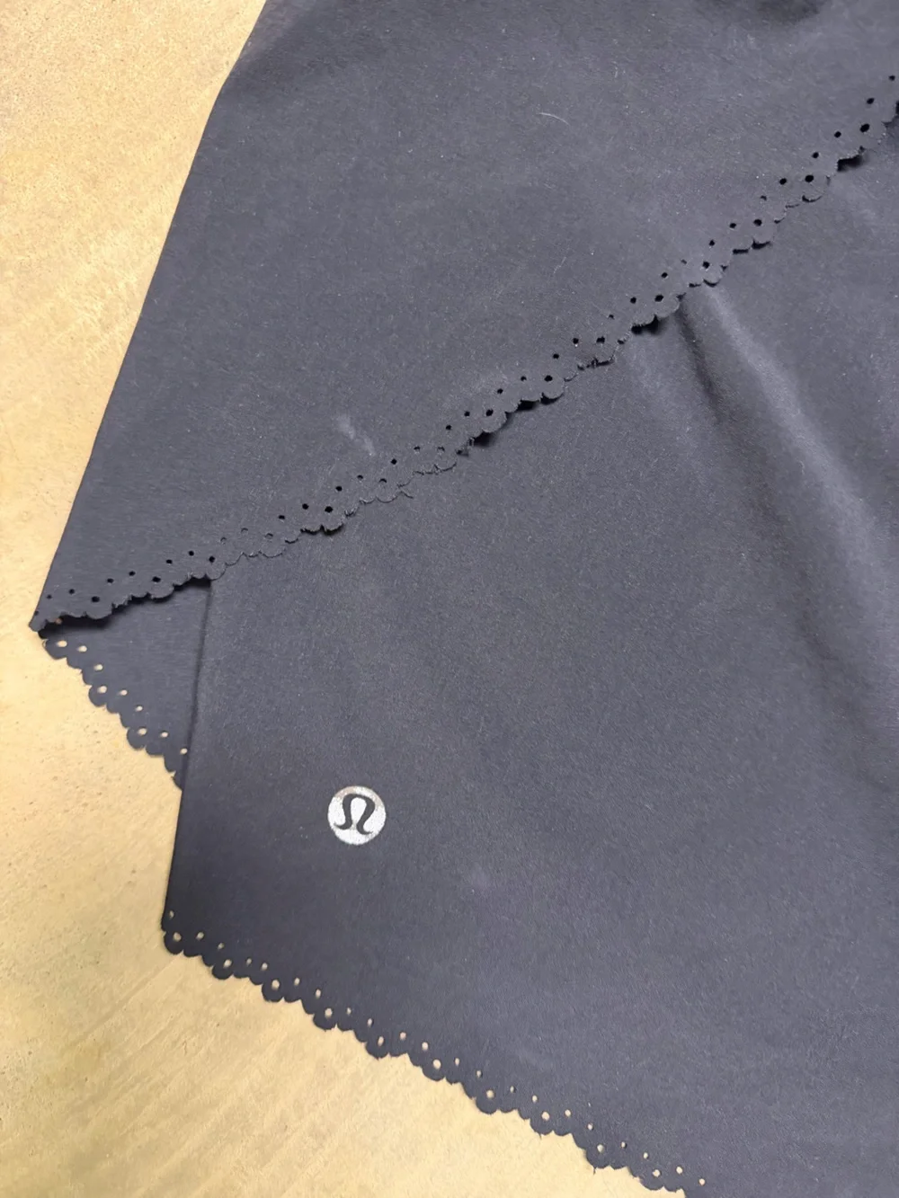 lululemon athletica Black Athletic Shorts with Scalloped Hem